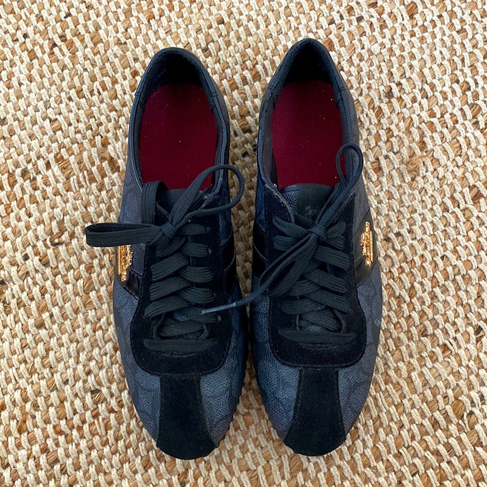 COACH ROSALITA SIGNATURE C LOGO SNEAKER SHOE BLACK/SUEDE SIZE 6